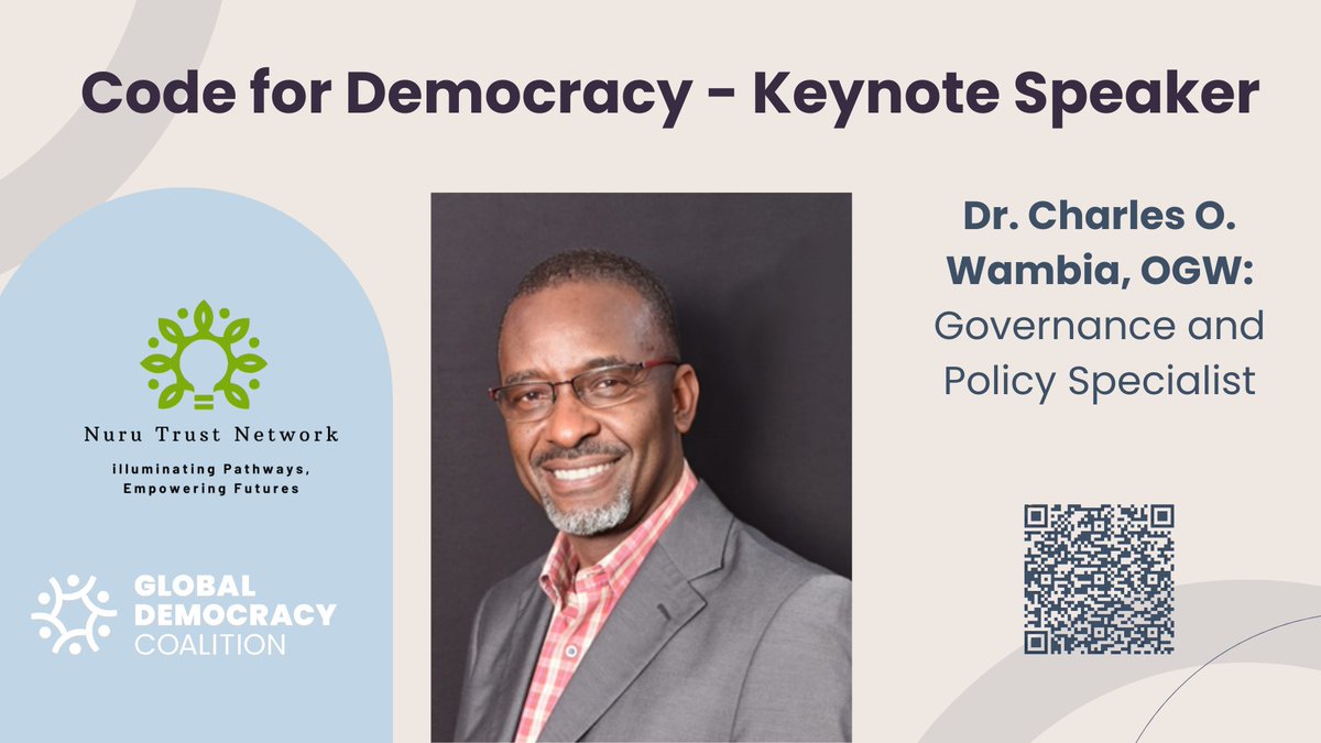 NuruTrustKenya's tweet image. We're beyond excited to announce our guest of honour for #CodeForDemocracy. Dr. #Charles O. #Wambia, #OGW. The CEO of @heroes_council ! A true force in governance and youth empowerment, his leadership is shaping the future of Kenya. See you #Sept16
#CodeforDemocracyKE #IDD2025
