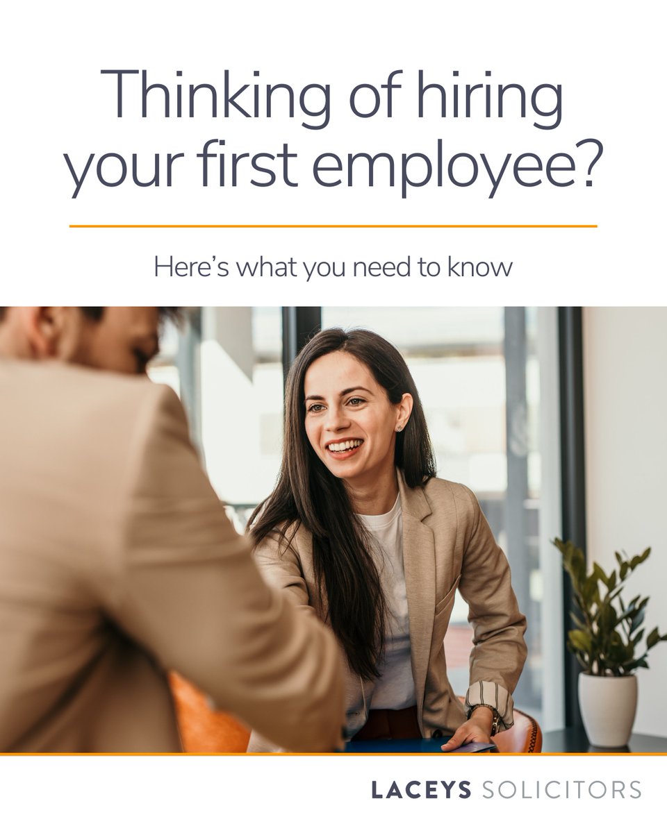 Thinking of hiring your first employee?

Read about how to lay solid legal foundations for taking on your first employee (and avoid common pitfalls) here:
👉 laceyssolicitors.co.uk/startup-to-sca…

#StartupLaw #EmploymentLaw #SmallBusinessUK #HiringHelp #LegalSupport #LaceysSolicitors