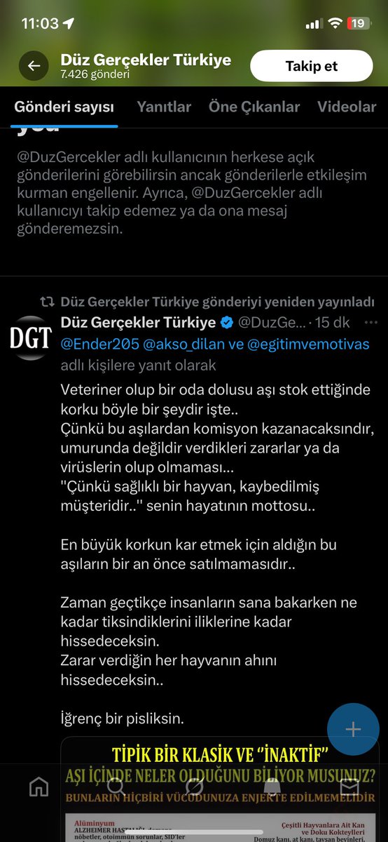 Bu tip aşı karşıtı kişilerin hepsi aynı kafada.Ortaya bir iddia atıp sizi engelliyorlarki cevap verip onların söylemlerini çürütemeyin.Çünkü çok iyi biliyorlar safsatalarla insanları kandırdıklarını. Ve insanlarımız maalesef bu oyuna kanıyor.Lütfen artık bu şarlatanlara inanmayın