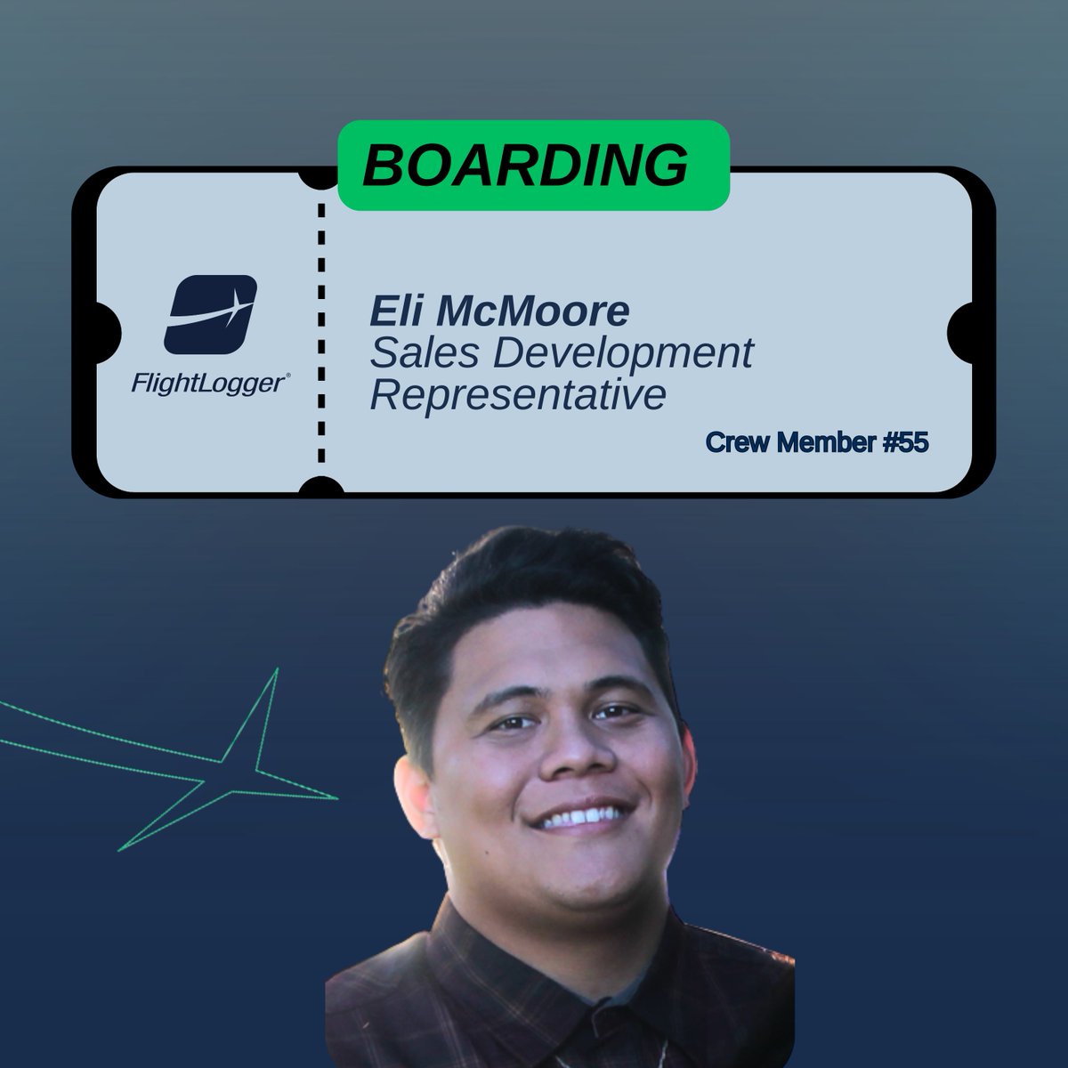 FlightLogger1's tweet image. 🛫 Boarding #TeamFlightLogger!

Meet Eli McMoore 👋

🎯 His mission? To help private flight schools discover smarter, simpler ways to run training with FlightLogger.

Let&apos;s fly!

#NewCrew #FlightLogger #BuiltByAviationProsForAviationPros