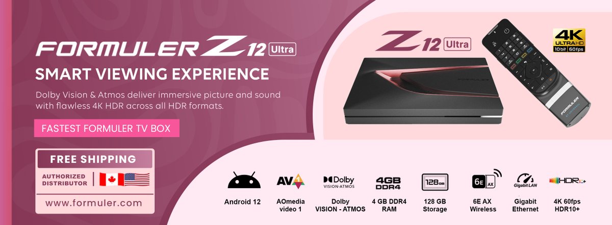 Formulerdotcom's tweet image. The wait is OVER! The all new Formuler Z12 Ultra is here. Blazing speed, next-gen decoding, 4K streaming like never before.
Visit : formuler.com/z12-ultra.html

#Formuler #Z12Ultra  #IPTVBox #StreamingDevice #AndroidTV #IPTV #FormulerZ12Ultra #Canada