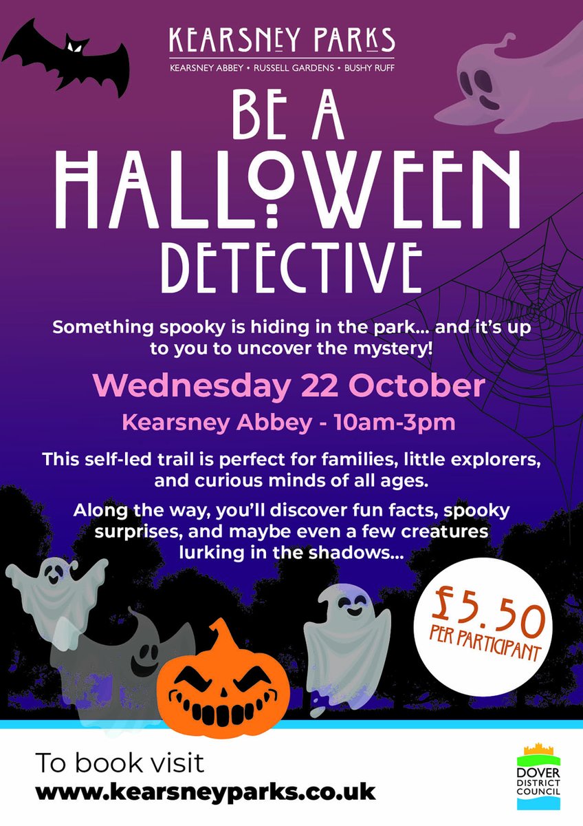 Kearsneyparks's tweet image. 👻 Halloween is lurking around the corner &amp;amp; we've got some sleuth detective work lined up for our young visitors!
🕵️ Be a Halloween Detective at #kearsneyparks and discover fun facts, spooky surprises and some creatures tucked in the shadows! 
See kearsneyparks.co.uk to book