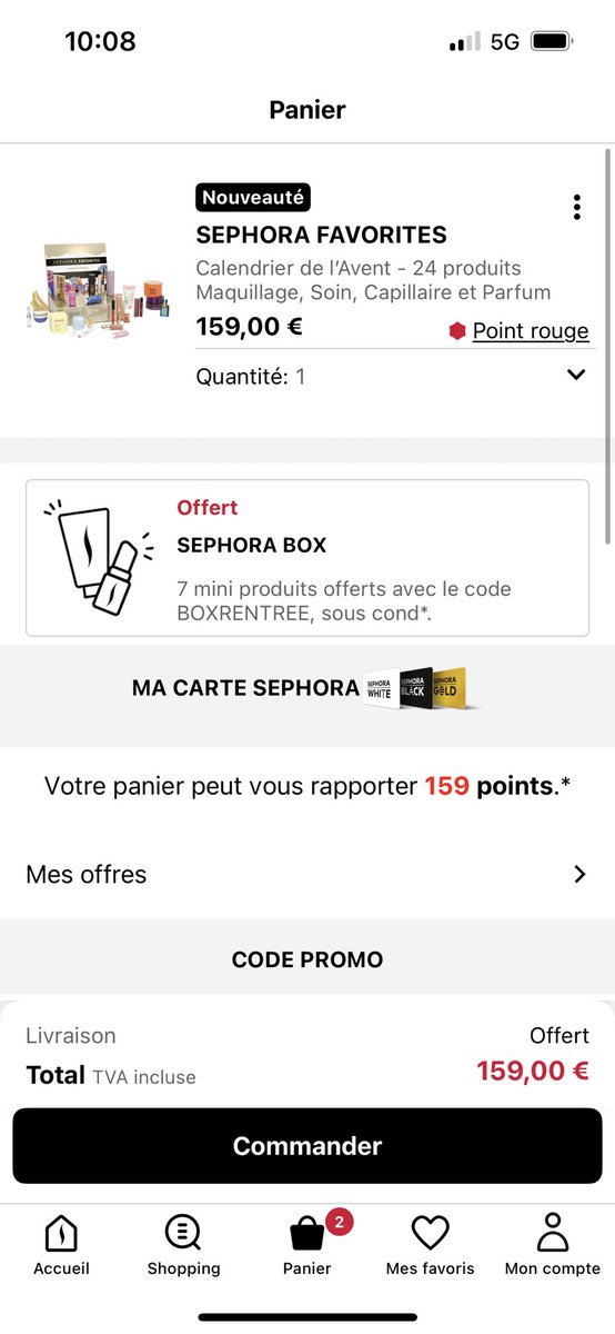 OcaneGoetz1's tweet photo. Quelqu’un a aussi ce problème ? J’ai mon calendrier de l’avent Sephora dans le panier mais impossible de payer ? 
#sephora https://t.co/QfjXHqWe81