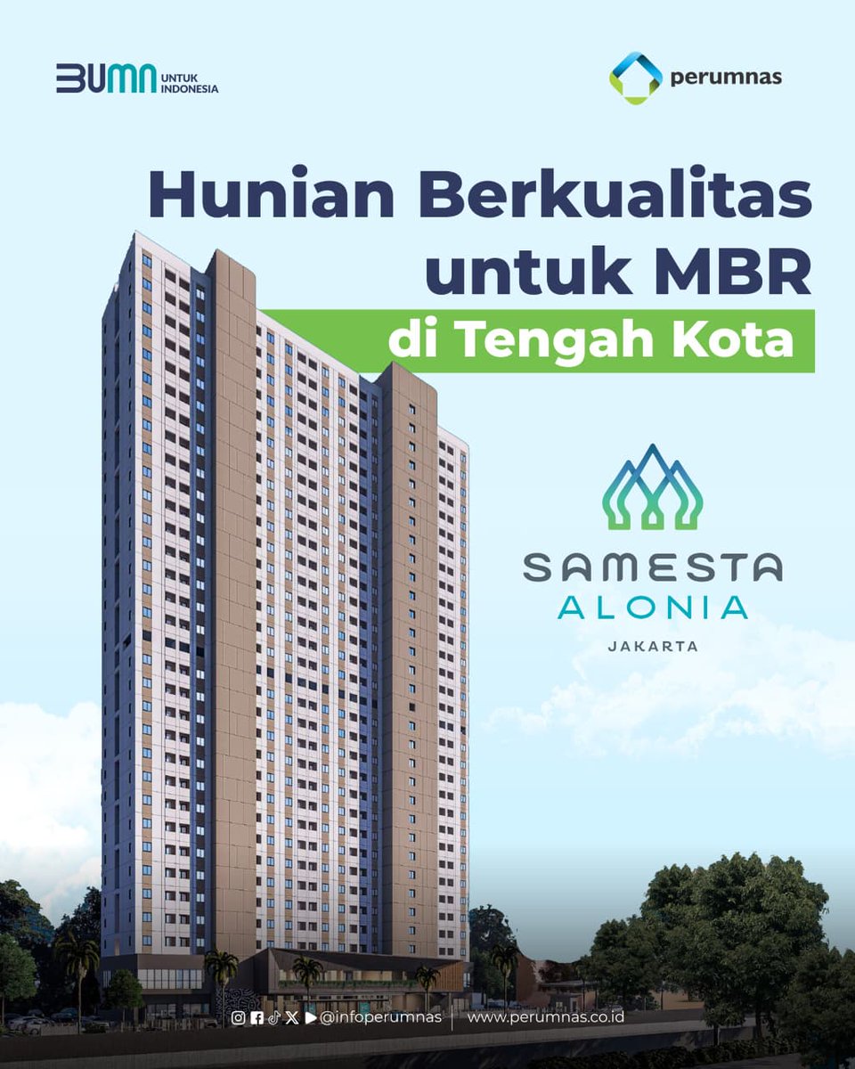 electrizen_blkb's tweet photo. Hasil kolaborasi Perumnas bersama PPKK (Pusat Pengelolaan Komplek Kemayoran), Samesta Alonia Kemayoran dirancang bagi masyarakat berpenghasilan rendah, termasuk generasi muda seperti Milenial &amp; Gen Z yang tengah mencari hunian pertamanya 🏠

 #HunianSubsidiPerkotaan https://t.co/dj5zrvCSUb