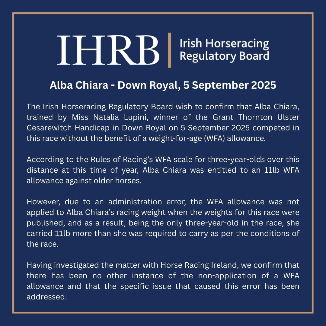 IHRB (@ihrb_ie) on Twitter photo Alba Chiara - Down Royal, 5 September 2025 Alba Chiara - Down Royal, 5 September 2025