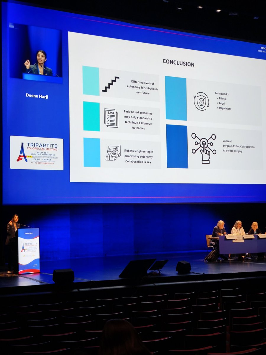 pedbotel's tweet photo. 🤖 Future of surgery is autonomous?

🤝 Essential Surgeon–Robot collab
🧠AI will help
🪜 Gradual autonomy (only task-based) 
✅ Standardization
Still a lot to come!
Excellent exposure  @DeenaHarji  #ESCP2025 #sliceoftheday
@MiguelCunhaSurg @InesRPsurg @nlavellaneda @JanColpaert1 https://t.co/CUMfu0NldT