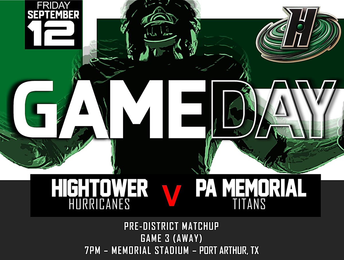 GAME 3 - Hightower Hurricanes vs. Port Arthur Memorial HS  - Memorial Stadium -   Kickoff  7:00 PM
<a href="/coachanthony46/">Cornelius Anthony</a> <a href="/KaRonColemanSr/">KaRon Coleman Sr.</a> <a href="/quentin_spiess/">Quentin Spiess</a> <a href="/CoachStoker_/">Kendale Stoker</a> <a href="/MrCoachPalmer/">Kirk Palmer</a> <a href="/OHanlonRoss/">Ross O’Hanlon, M. Ed.</a> <a href="/jrprude27/">Ronnie Prude</a> <a href="/FortBendISD/">Fort Bend ISD</a> <a href="/FBISDAthletics/">Fort Bend ISD Athletics</a> <a href="/HHS_Canes/">Hightower High School</a> <a href="/Cane_Counselors/">Hightower High School Counselors</a> <a href="/HHS_Canes3333/">Hightower Athletics</a>