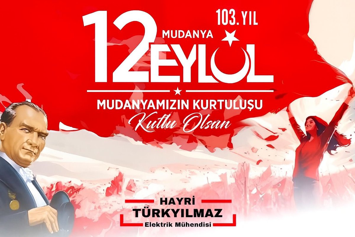 MUDANYAMIZIN KURTULUŞUNUN 103. YILI KUTLU OLSUN 🇹🇷
Mudanyamızın 12 Eylül'deki Kurtuluşu 11 Ekim Mudanya Mütarekesi'ne giden yolda önemli bir kilometre taşıdır. Mudanyamız düşman işgalinden kurtarılarak 11 Ekim'de barışın, kardeşliğin ve cumhuriyetin temelleri atılmış, şanlı