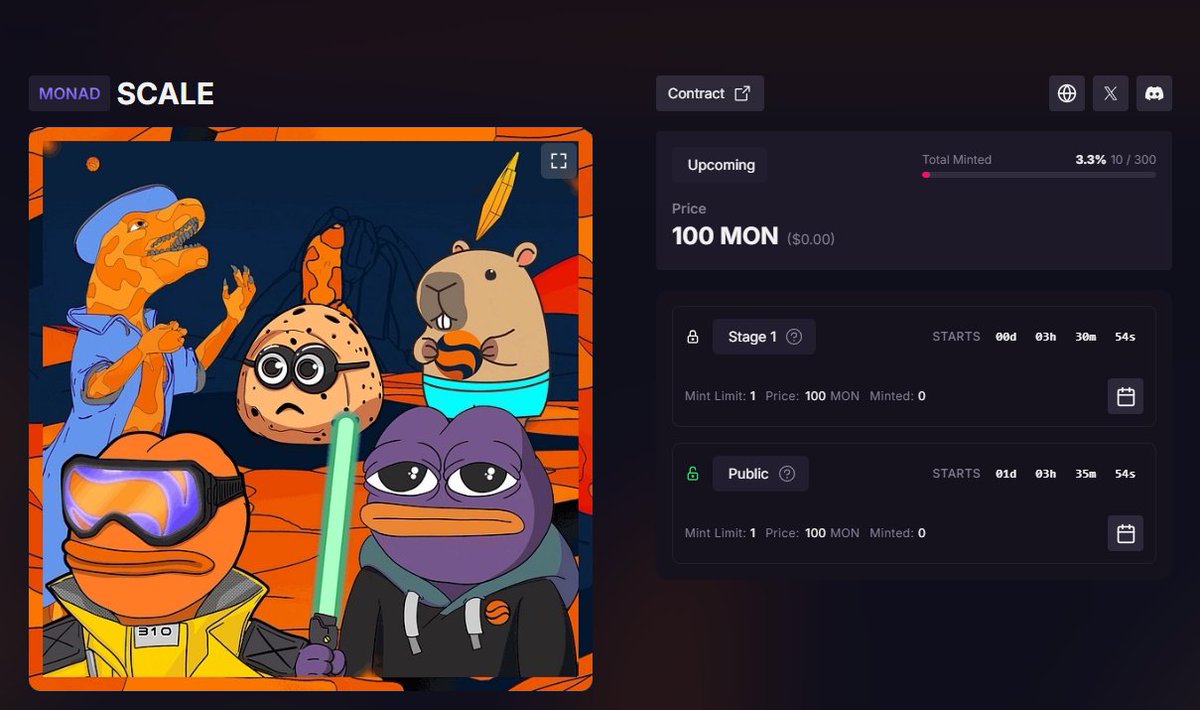 Ariyan_s04's tweet image. One of the most valuable and important NFTs is about to drop in just a few hours.
Don’t miss the chance to mint the #Scale NFT from @MagmaStaking, if you can get it. 🔥🐲

@monad #moand #nft