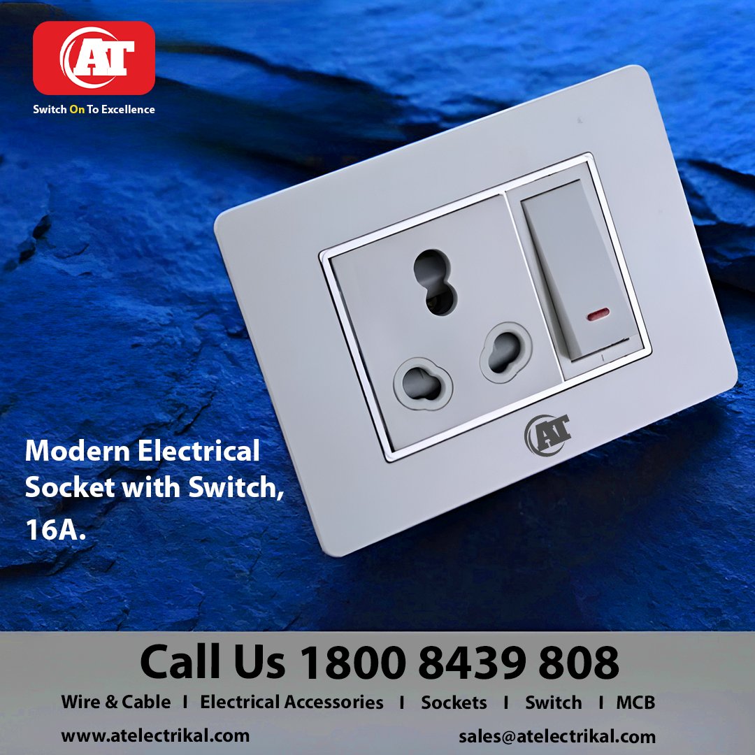 ATELECTRIKAL's tweet image. Modern Electrical Socket with Switch – 16A | AT  📞 1800 8439 808 🌐 atelectrikal.com #ATKabel #ElectricalSocket #16ASocket #ModernSwitch #SafeConnections #DurableSockets #ElectricalAccessories #WireAndCable #PowerWithExcellence #SwitchOnToExcellence