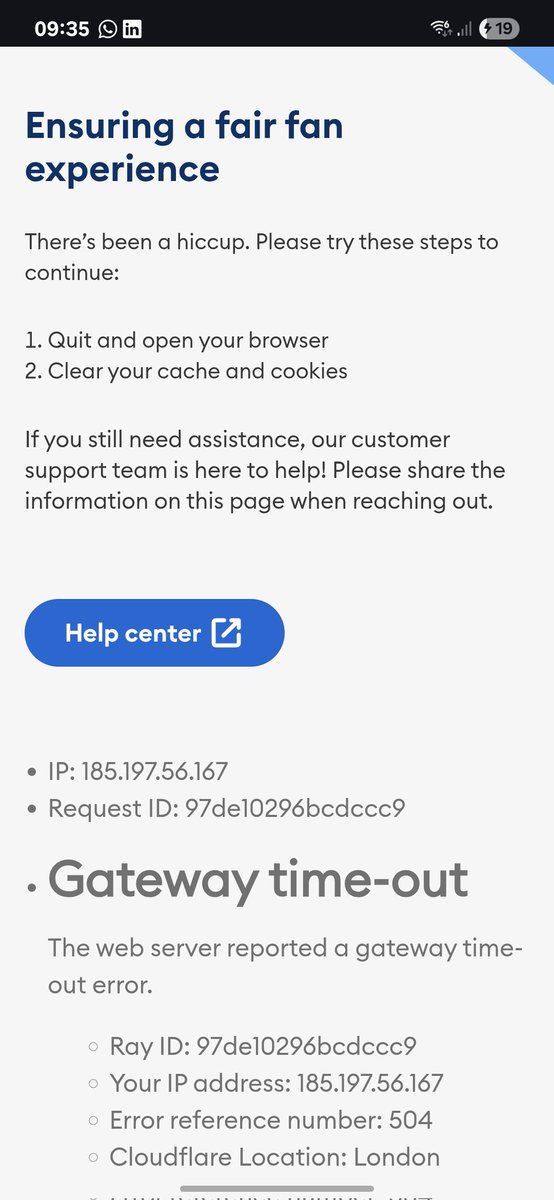 Gazjones79's tweet photo. @AXS_UK what is this? Had this 4 times, got through to tickets then this again! https://t.co/muIj3sQl81