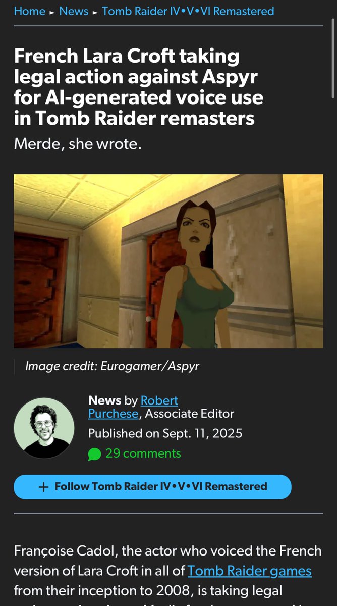 French Lara Croft Takes Legal Action Against Aspyr for AI-Generated Voice Use in Tomb Raider Remasters