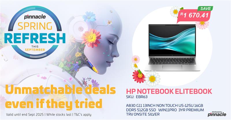 Pinnacle_ICT's tweet image. 🌸 Elite savings this Spring!
Get the HP EliteBook and save R1,670.41 this September.
Unmatchable deals while stocks last!
🛒 SHOP HERE: pinnacle.co.za/on-promo/sprin…
#SpringRefresh