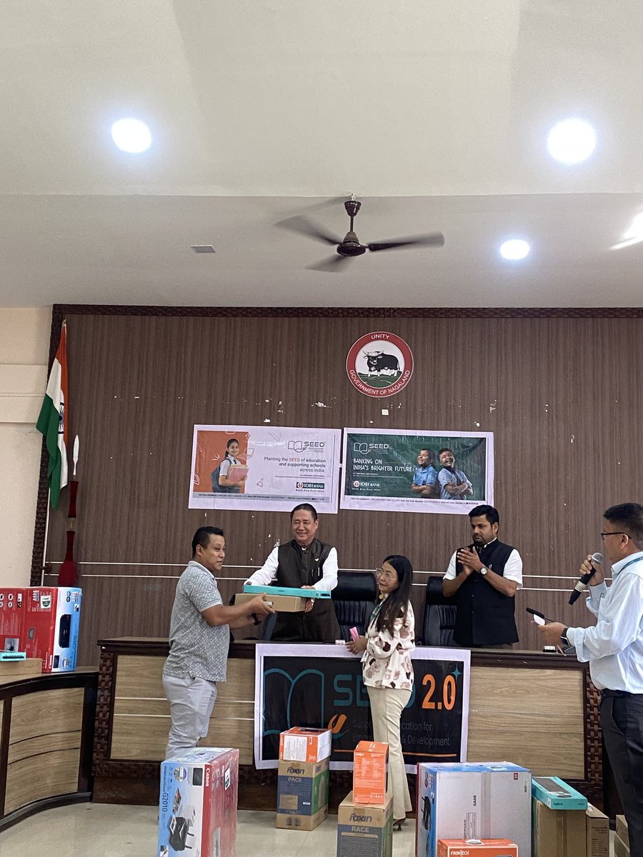 As part of Corporate Social Responsibility Initiative,SEED.2 of IDBI Bank,Essential Asset were handed over to 5 Beneficiary School under Mkg District.The Essential Asset were handed over by Shri.Nuklutoshi,Hon'ble MLA &amp; Chairman,DPDB Mokokchung in the presence of DC,Mokokchung.