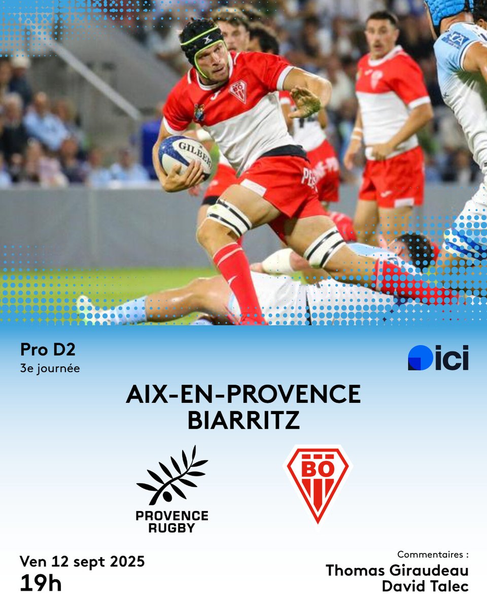 💥 𝗦𝗼𝗶𝗿 𝗱𝗲 𝗺𝗮𝘁𝗰𝗵 𝘀𝘂𝗿 𝗜𝗖𝗜 𝗣𝗮𝘆𝘀 𝗕𝗮𝘀𝗾𝘂𝗲 🏉

Provence Rugby 🆚 𝗕𝗶𝗮𝗿𝗿𝗶𝘁𝘇 𝗢𝗹𝘆𝗺𝗽𝗶𝗾𝘂𝗲 
🏆 Pro D2
🗓️ J3
📍 stade Maurice-David

🎙️ <a href="/ThomasGiraudeau/">Thomas Giraudeau</a> et <a href="/MrLec/">Mr D. Lec</a> 

#PRBO | #ProD2 | #aupaBO