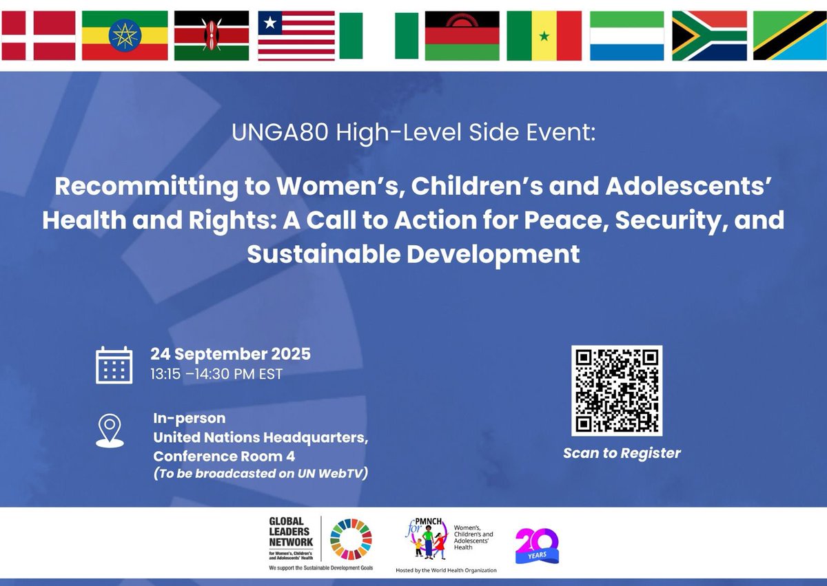 #UNGA80: Join the GLN, heads of state and partners for a high-level event to recommit to women’s, children’s &amp; adolescents’ health and rights at the upcoming <a href="/UN/">United Nations</a> assembly.

🔗 Register now: pmnchweb.typeform.com/to/ygNet4sa?ut…
#GLNAtUNGA
Watch here: webtv.un.org/en/asset/k1e/k…

#GLNAtUNGA
