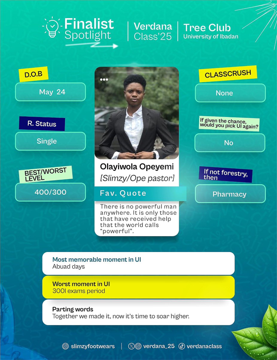 Verdana_25's tweet photo. 🌟 FYB of the Day Spotlight!

 Celebrating the faces and stories that made our journey unforgettable💚 

Say hello to the one and only Ope Slimzy! ✨😇
He believes that power only belongs to those that have received help and the time to soar is now.🦅💪🏼

Opeyemi, Stay blessed 🥳 https://t.co/N7IpjA2jDC