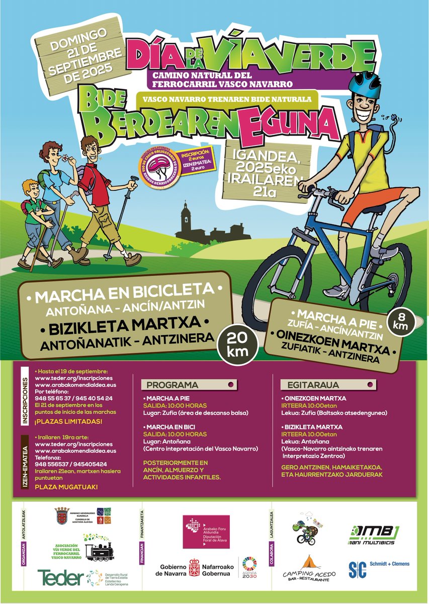 El 21 de septiembre, se celebra en #MontañaAlavesa el Día de la Vía Verde del Vasco Navarro. Te esperamos!!