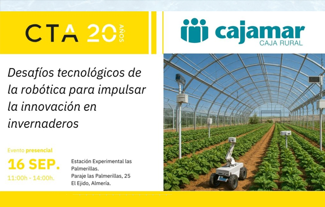 infoGMV_es's tweet photo. La próxima semana participamos en la jornada “Desafíos tecnológicos de la #robótica para impulsar la #innovación en #invernaderos”, organizada por @Cajamar y @CTAndalucía, donde Miguel Hormigo presentará el proyecto #GreenBot (https://t.co/QY6reajGEg).
https://t.co/E4Ugmr2IvI https://t.co/2y6rUjvwTk