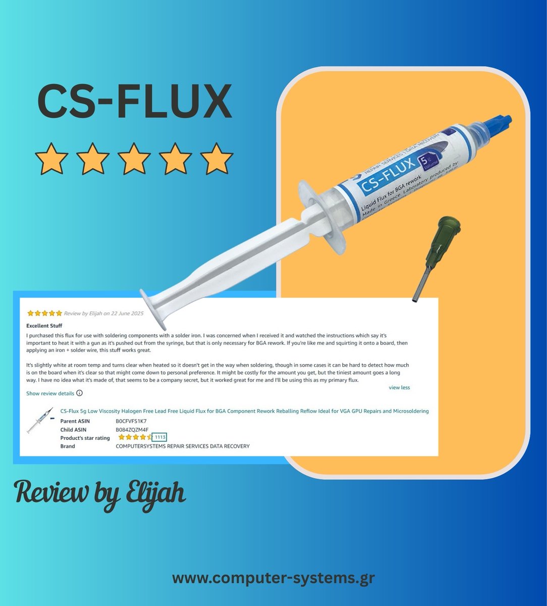 cslabs's tweet image. CS-FLUX turns transparent when heated — an Australian customer confirms it!
Perfect for microsoldering and PCB work.
No cleaning needed.

🌍 computer-systems.gr
☎️ 2310 672 799
👣 Επισκεφθείτε το κατάστημά μας, Ίωνος Δραγούμη 46.

#Computer_Systems #CSLabs  #Repair #CS_Flux