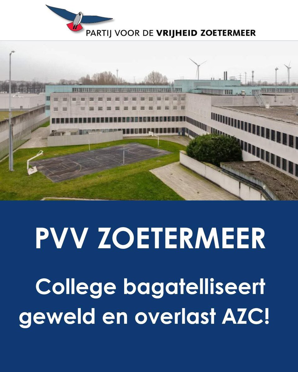 PVV_Zoetermeer's tweet photo. College bagatelliseert geweld in AZC Zoetermeer! 221 politie-incidenten, 106 aangiftes: bedreiging, diefstal, geweld. Bewoners voelen zich onveilig, maar college noemt de situatie “rustig”. Geen extra maatregelen, opvang blijft open. PVV zegt: stop overlast, sluit AZC! #ZFM #PVV https://t.co/42Fgn6CK56