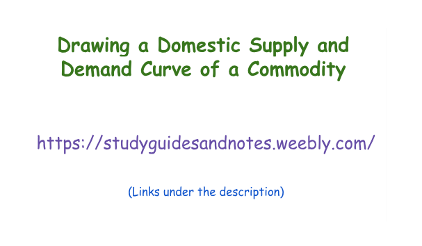 study_guideme's tweet image. Drawing a Domestic Supply and Demand Curve of a Commodity.

Understanding the dynamics of supply and demand is fundamental to grasping how markets function...

Find more: youtu.be/2rkXfi3JKAY

#newequilibrium #demandequation #supplyequation #equilibriumquantity
