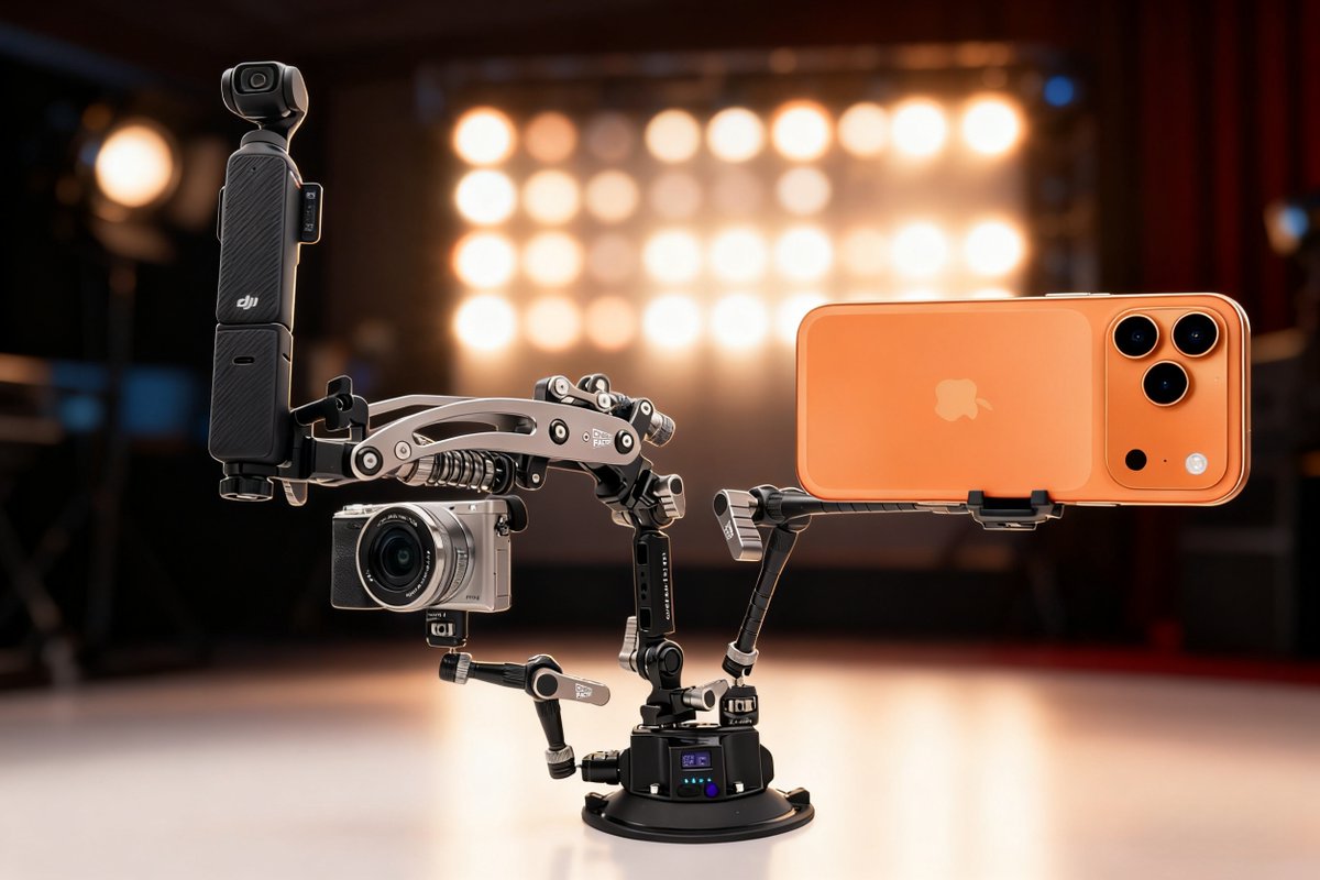 cinegearfactory's tweet photo. 1 ESC6 electronic suction cup+
3 Arms (Steadypro Mini Arm+MAii 11''/ 7'')
Support your @apple iPhone17 Pro Max+ @djiglobal Pocket3 + @sonycine all cameras😮😮
Share more with @cinegearfactory ❤️
#iphone17 #djipocket3 #sonycine #sonycamera #ESC6 #SteadyproMiniArm #camerarig #MAii https://t.co/nBbDXnPF4I