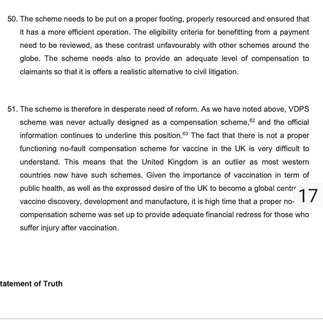 Professor Duncan Fairgreaves was "asked by the Covid-19 Inquiry to provide a written statement on the operation of the UK Vaccine Damage Payment Scheme."

He agrees with us the "The scheme is therefore in desperate need of reform"

<a href="/wesstreeting/">Wes Streeting</a> 
<a href="/DHSCgovuk/">Department of Health and Social Care</a> 

His statement can be
