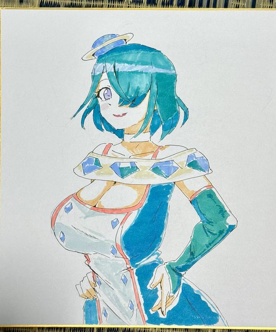 ラス一の色紙思いつかんのでコスモさん描いた 