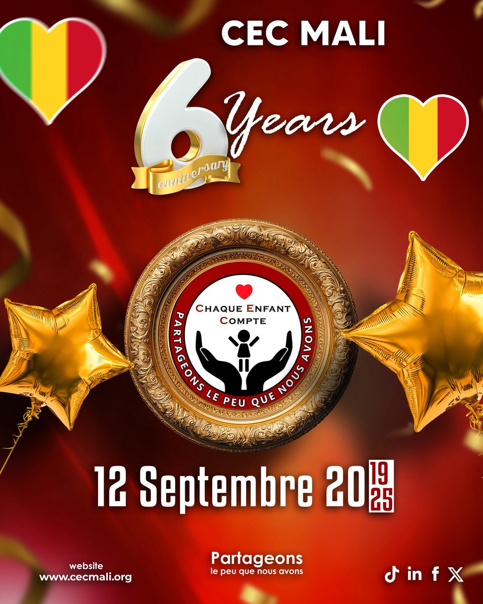 CEC fête ses 6 ans d’engagement pour les droits des enfants !
À cette occasion, nous lançons une action spéciale : offrir un kit scolaire à 12 enfants vulnérables.
Avec 10.000F, vous changez une rentrée.

📞 94 83 73 78 | Jusqu’au 25 sept.

#chaqueenfantcompte #6ans