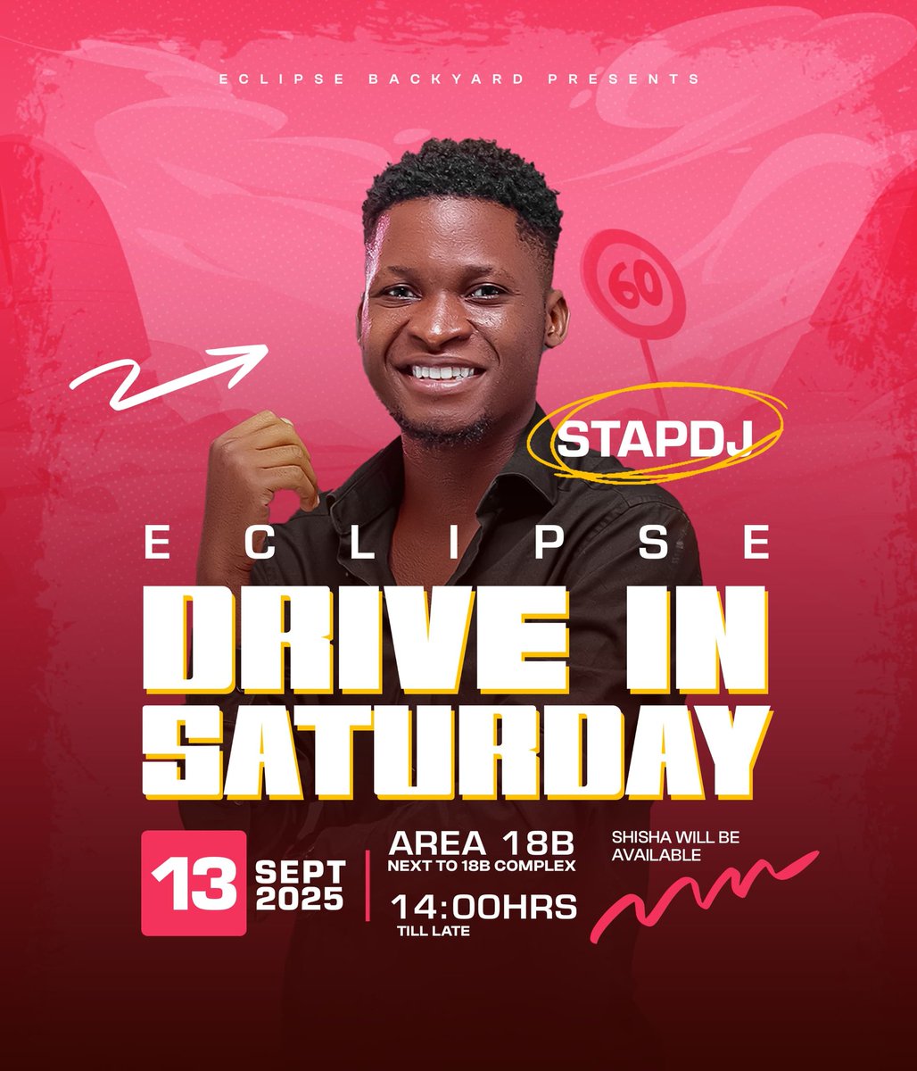 Kukwithu's tweet photo. DRIVE IN SATURDAY🚨🚨🚨

Lets meet at @Eclipse_bar18 and experience the fun with their topnotch customer care🔥🔥

Date: 13th December 
Music By: StapDJ

Shisha will be Available‼️
#eclipsenbackyard
#DriveInSaturday https://t.co/L6YJeJOuwu