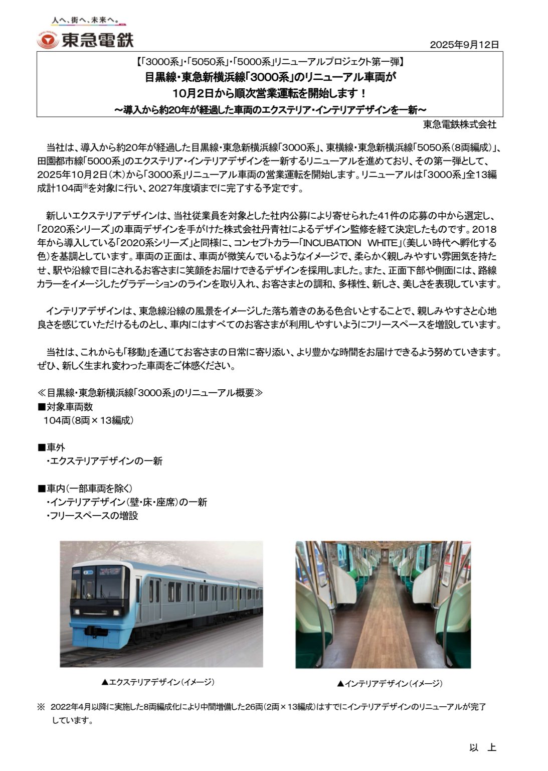 東急電鉄 営業開始記念 令和元年十月一日 東急電鉄株式