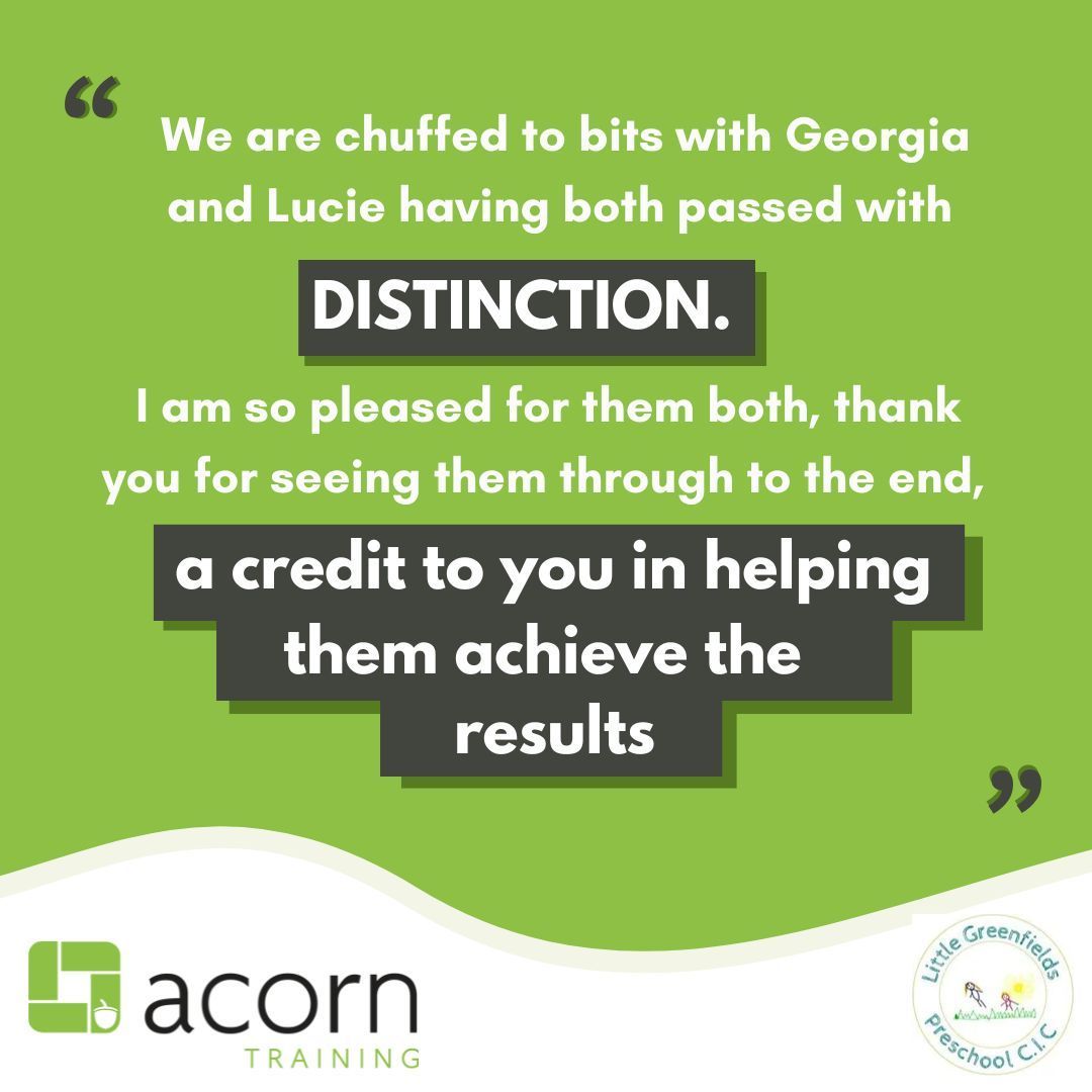 Congratulations to our Early Years Learners, Georgia and Lucie, who both achieved a ⭐Distinction⭐ in their Early Years Educator Level 3 Apprenticeships.

#Fridayfeedback #EarlyYears #Learning #Development #Distinction