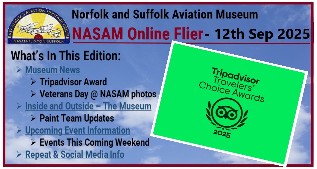 𝗡𝗼𝗿𝗳𝗼𝗹𝗸 𝗮𝗻𝗱 𝗦𝘂𝗳𝗳𝗼𝗹𝗸 𝗔𝘃𝗶𝗮𝘁𝗶𝗼𝗻 𝗠𝘂𝘀𝗲𝘂𝗺 𝗕𝗟𝗢𝗚
In this edition, Tripadvisor award, photos of visitors to the Museum, Paint Team updates plus details of the last two events of the season.

➡️ For more info, go direct to: wp.me/p8UmsH-7bV