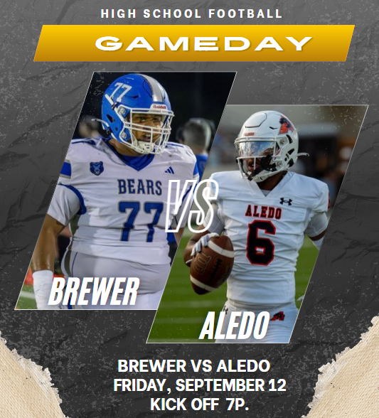 Texas UIL Sports (@texasuilsportss) on Twitter photo π¨ Game Week π¨
Brewer vs Aledo
π Friday September 12 
β°   @ 7p.
πΊ bit.ly/3U2Kt43
<a href="/BrewerHSFB/">Brewer Football</a> <a href="/DjMoody_/">DEVIN MOODY 2027</a> <a href="/ClubBrewer/">Brewer Football Booster Club</a> <a href="/TheBHanspardII/">Byron Hanspard II</a> <a href="/AledoHFC/">AledoFootball</a> <a href="/BrewerAthletics/">Official Brewer Bears Athletics</a> <a href="/chasewilburn5/">Chase Wilburn</a> <a href="/LamelSwanson/">Lamel Swanson</a> <a href="/AledoAthletics/">Aledo Athletics</a> <a href="/AledoISD/">Aledo ISD</a> <a href="/alex196_2/">Alex Patton</a> <a href="/avalencia1299/">Aaron Valencia</a> <a href="/CasenMiller2026/">Casen Miller</a> π¨ Game Week π¨
Brewer vs Aledo
π Friday September 12 
β°   @ 7p.
πΊ bit.ly/3U2Kt43
<a href="/BrewerHSFB/">Brewer Football</a> <a href="/DjMoody_/">DEVIN MOODY 2027</a> <a href="/ClubBrewer/">Brewer Football Booster Club</a> <a href="/TheBHanspardII/">Byron Hanspard II</a> <a href="/AledoHFC/">AledoFootball</a> <a href="/BrewerAthletics/">Official Brewer Bears Athletics</a> <a href="/chasewilburn5/">Chase Wilburn</a> <a href="/LamelSwanson/">Lamel Swanson</a> <a href="/AledoAthletics/">Aledo Athletics</a> <a href="/AledoISD/">Aledo ISD</a> <a href="/alex196_2/">Alex Patton</a> <a href="/avalencia1299/">Aaron Valencia</a> <a href="/CasenMiller2026/">Casen Miller</a>