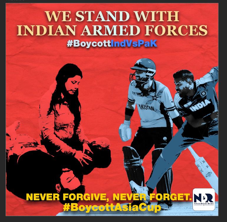 We have lost so many bravehearts and innocent civilians to the cowardly proxy war waged on us by #TerrorPak 

I urge all Patriots to #BoycottAsiaCup 

<a href="/BCCI/">BCCI</a> - enjoy the blood soaked money while it lasts, we detest you. Shame on you

#NeverForgetNeverForgive