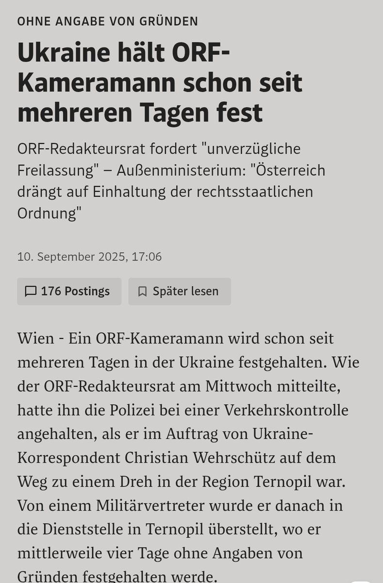 Und wieder zeigt sich, dass es in der internationalen Politik nicht einfach „die Guten“ und „die Bösen“ gibt. Auch ich fordere die Freilassung des ORF-Kameramanns sowie Sicherheit und Freiheit für alle Journalisten. In Russland, Gaza, der Ukraine und überall sonst.