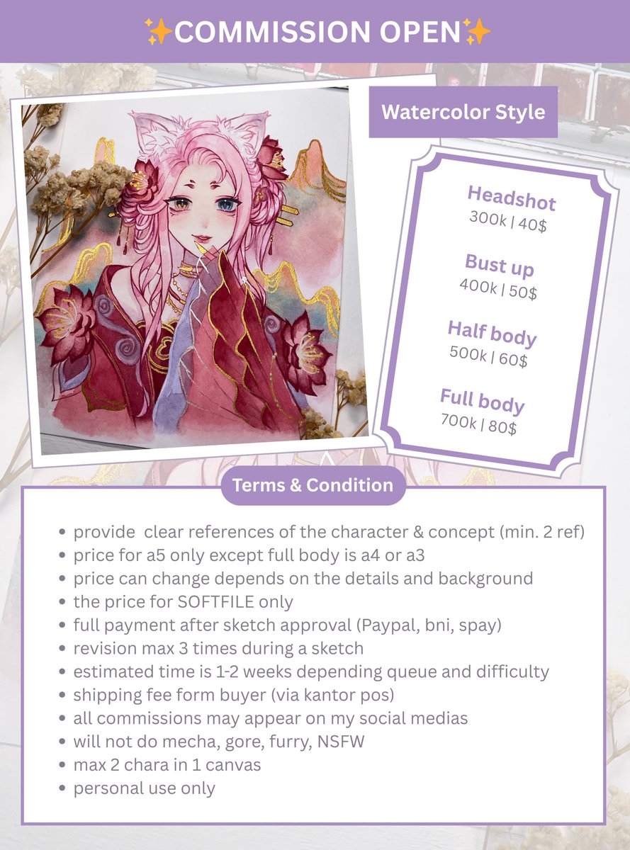 violatte73's tweet photo. (RT and Likes are really appreciated🤗)

Hello! I'm open for commissions only for 4 slots!
I'll give 15% off my first two commissions!
Dm me if you interested/for more info📩 https://t.co/fiD3HuZXc4