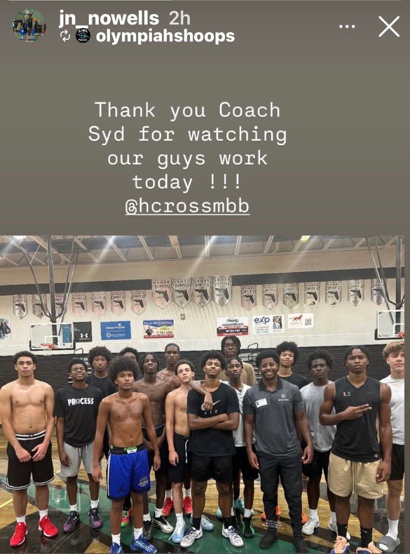 Thank you Coach Fly @fsuhoops, Coach Samuels @darthmouthmbb, Coach Syd @hcrossmbb, Coach AI @terrierbball Boston U, Stetson @stetsonmbb, Columbia &amp; UNF @unf_mbb for coming out &amp; watching us work this week.  It was great meeting with you all.