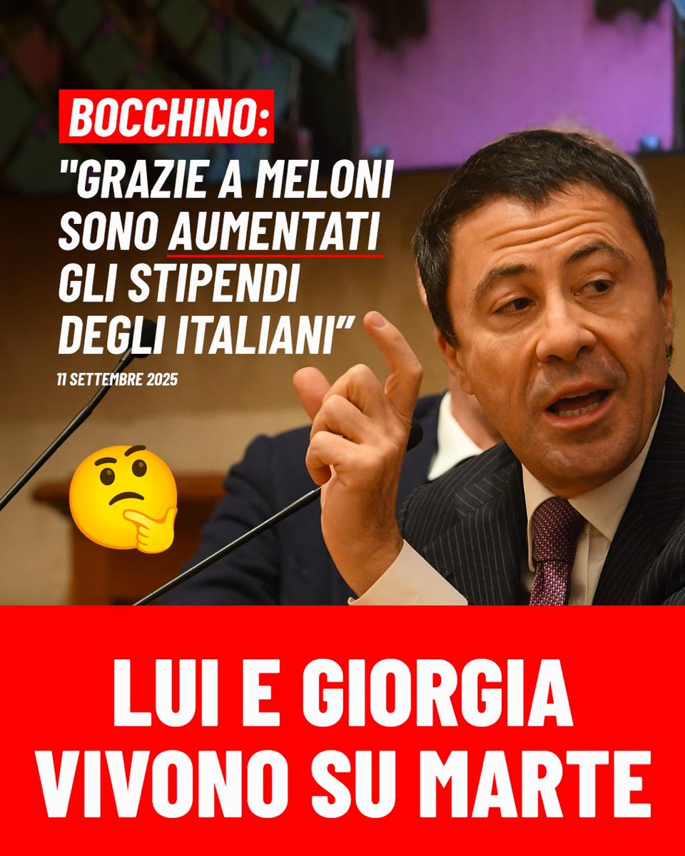 Bocchino confonde ministri e sottosegretari a cui Meloni ha aumentato lo stipendio di 2500 euro al mese con milioni di lavoratori che percepiscono paghe da fame e sono alla canna del gas. Delirio totale!