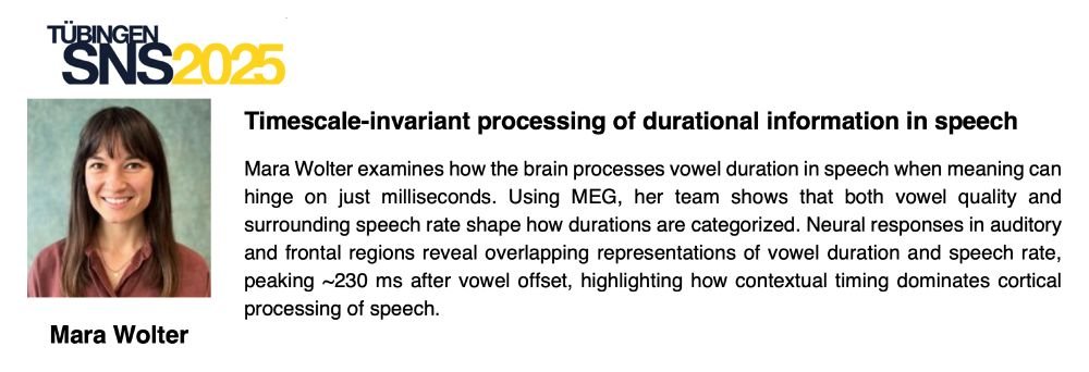 Tübingen SNS 2025 (@tuebingen_sns) on Twitter photo ✨ Meet our speakers! ✨
Next speaker to present is Mara Wolter, PhD student at University of Tübingen in Yulia Oganian lab
Read the abstract here 💬 👇
meg.medizin.uni-tuebingen.de/sns_2025/abstr… ✨ Meet our speakers! ✨
Next speaker to present is Mara Wolter, PhD student at University of Tübingen in Yulia Oganian lab
Read the abstract here 💬 👇
meg.medizin.uni-tuebingen.de/sns_2025/abstr…