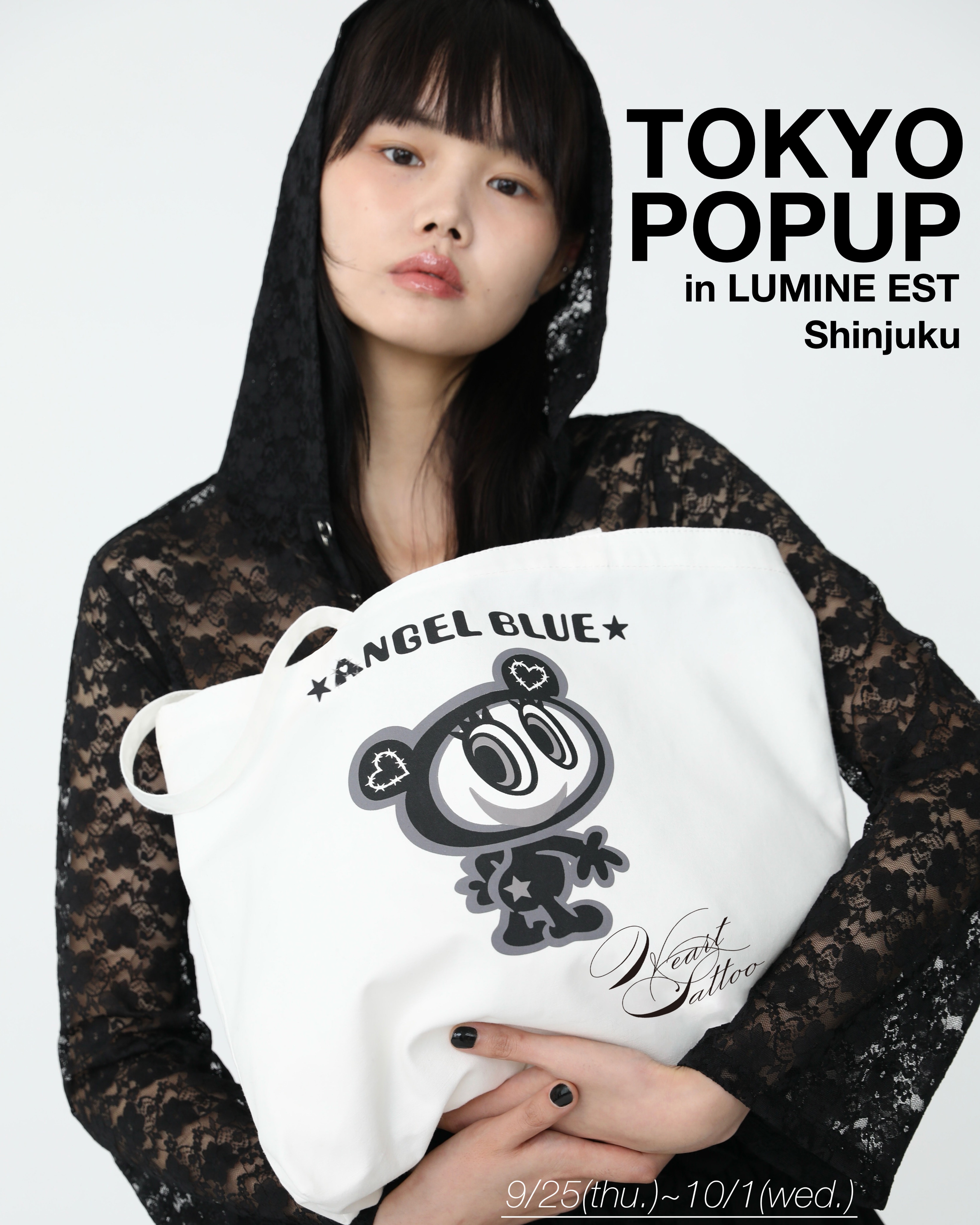 HeartTattoo モノトーンナカムラくん　Tシャツ　エンジェルブルー　完売 期間限定】エンジェルブルー・ナカムラくん復刻バンドTシャツ