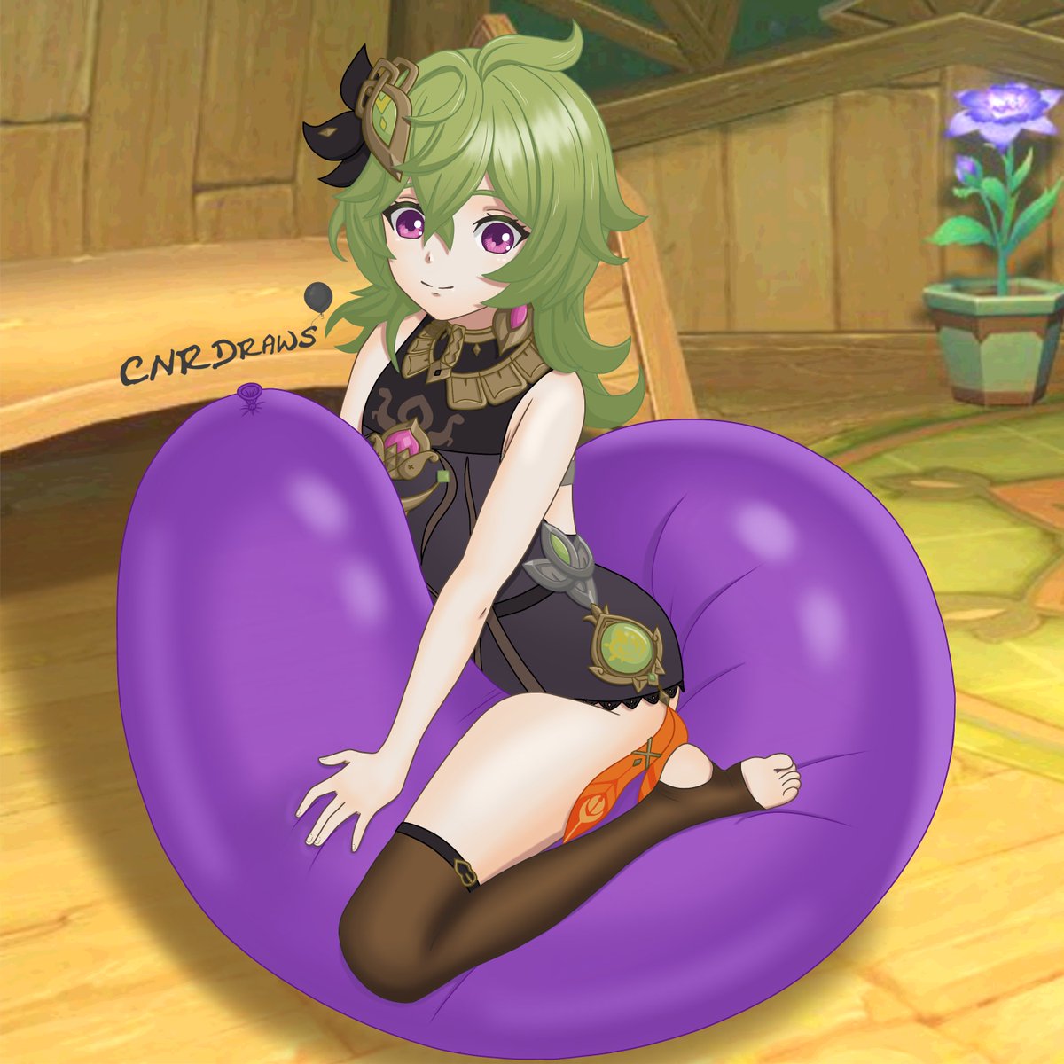 CNRDraws's tweet image. A new commission done! Collei riding a nice purple balloon at home...

I hope you'll like it!

#illustration #Balloon #looner