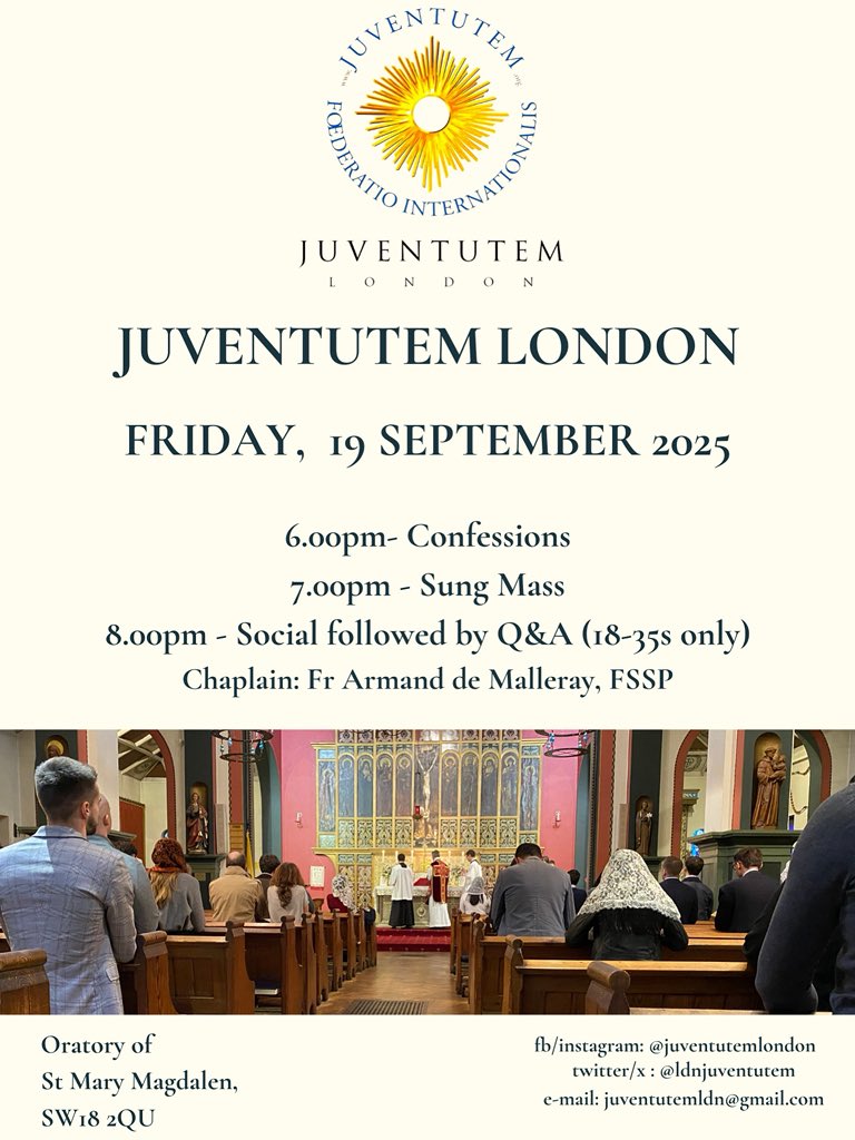 LdnJuventutem's tweet photo. Our first meeting after the summer break, next Friday in London.

See you all there! https://t.co/uKj6MmKerd