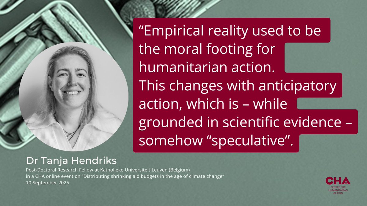 cha_germany's tweet image. “Empirical reality used to be the moral footing for #humanitarian action. This changes with #AnticipatoryAction" - Tanja Hendriks @KU_Leuven, at the CHA #Outofthebox webinar this week - watch the recording now: ow.ly/JGf950WVCnS