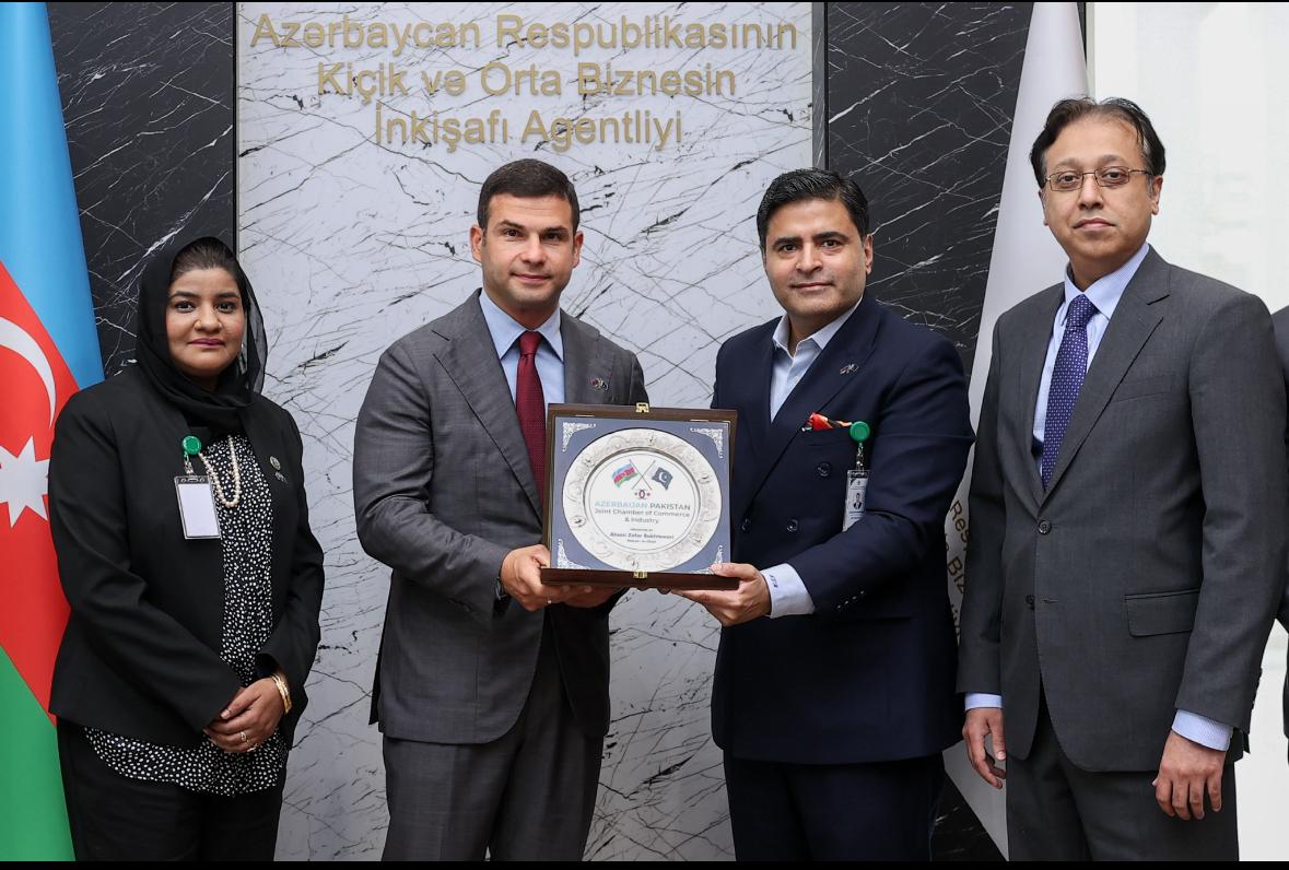 The delegation of Azerbaijan Pakistan Joint Chamber of Commerce &amp; Industry and the Ambassador met with Small &amp; Medium Business Development Agency of Azerbaijan (KOBIA). Opportunities for mutual cooperation in the SME sector were explored during the detailed discussion.