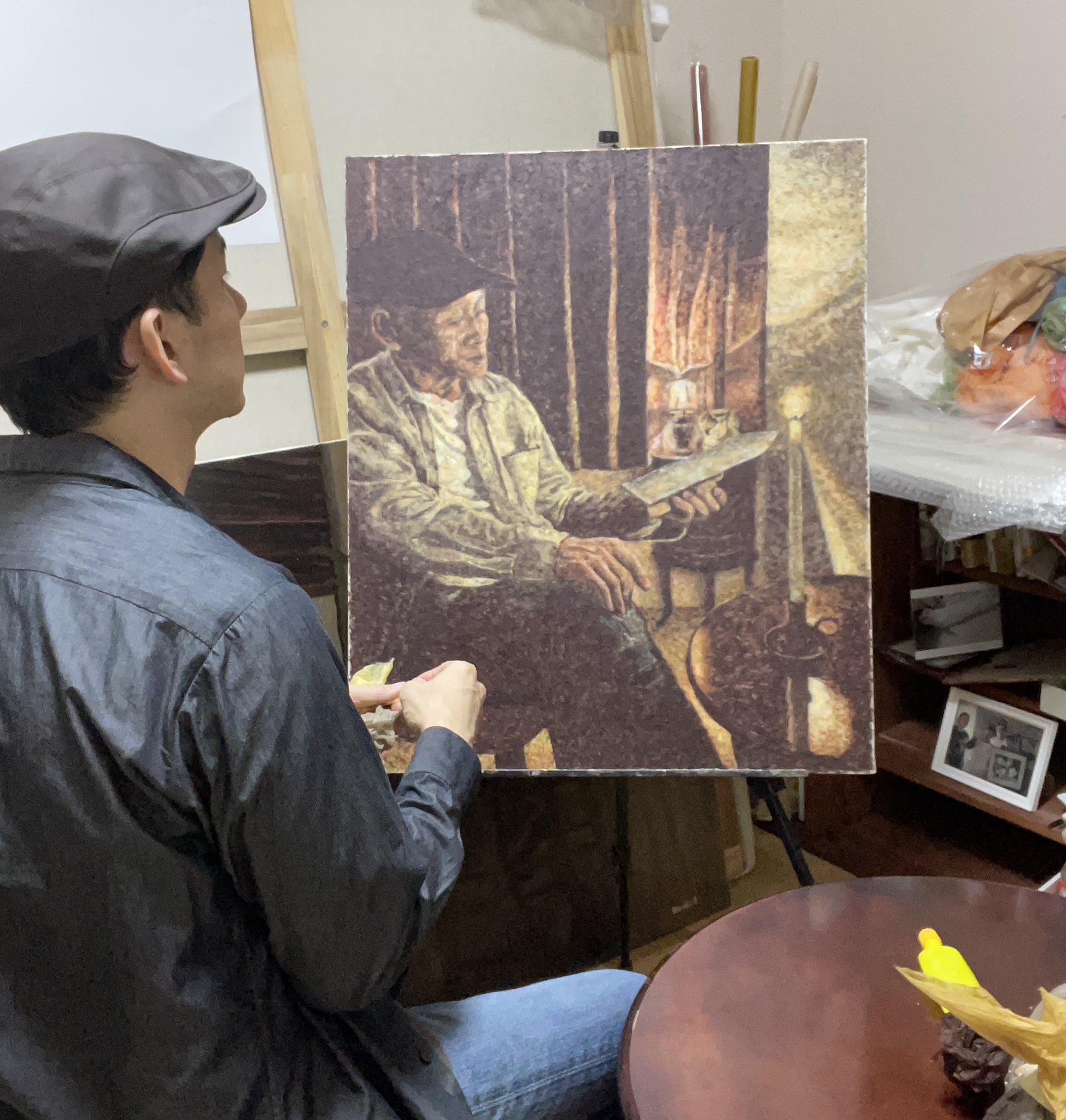 千光士 道士 (せんこうし どうし) 油絵 2025年全国和紙ちぎり絵展大賞 千光士 道士 (せんこうし どうし) 油絵 2025年全国和紙ちぎり絵