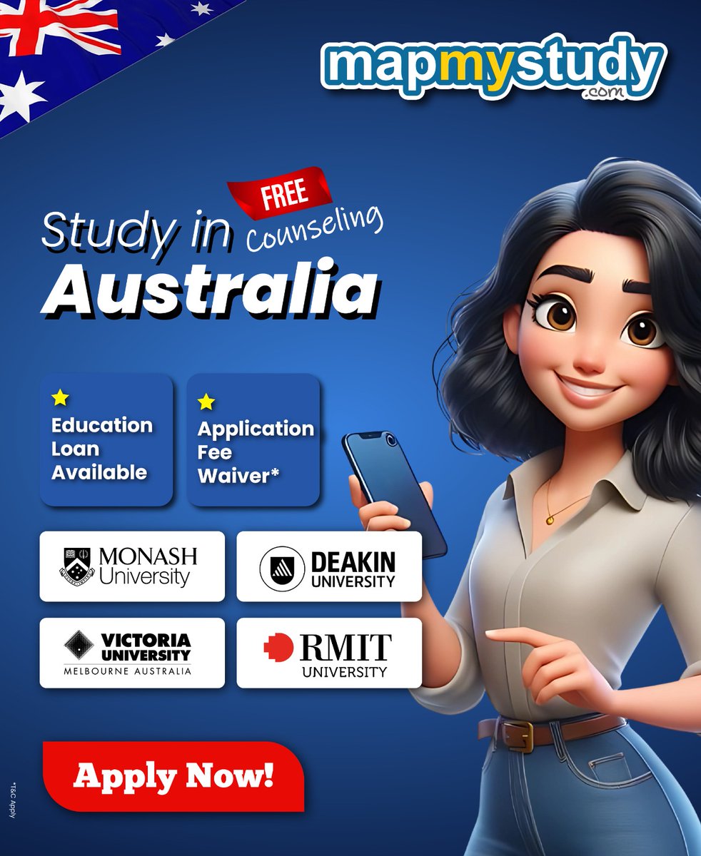 mapmystudy50044's tweet image. Dreaming of studying in Australia?
Start your journey with MapMyStudy! 

✅ FREE Counseling
✅ Application Fee Waiver*
✅ Loan Assistance

🎓 Monash | Deakin | Victoria | RMIT
📞 88004-07108 – Your future is one call away!

#StudyInAustralia #MapMyStudy #StudyAbroad
