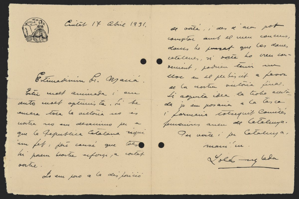 #TalDiaComAvui 📆 | El 12 de setembre de 1984 va morir a Tiana la dibuixant i narradora infantil Lola Anglada (Barcelona, 1892) 👩🏻

📩 La recordem a través de la missiva escrita al president Macià poc després de la proclamació de la República Catalana ⭐
🔗gen.cat/3K0rPYL