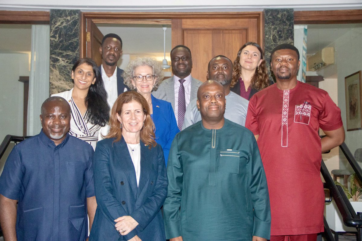 UKinGhana's tweet photo. When tax systems work for everyone, economies grow, and debt burdens shrink. 

@JennyChapman joined a roundtable on the UK-Ghana revenue partnership. Discussions focused on tax reform, growth through smarter revenue policy and initiatives that support Ghana’s path to debt sustainability. 

The UK is committed to shaping growth-driven revenue collection that benefits both nations

#GoFarGoTogether  
#GrowTogether